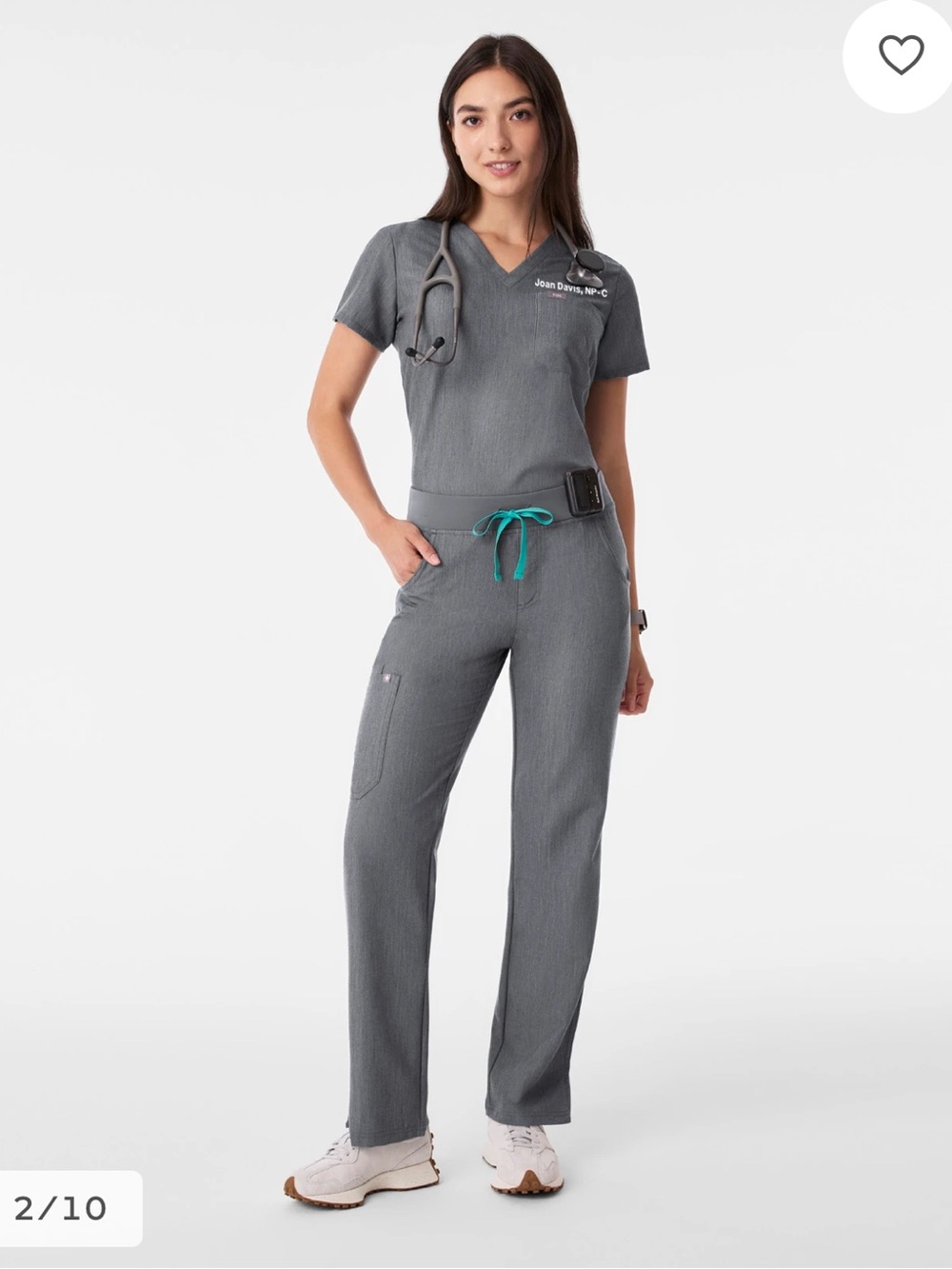 FIGS Women's Scrub Set Catarina Top Kade Straight Leg Pants Graphite Gray M